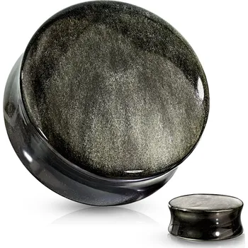 Piercing Šperky4U Plug do ucha - zlatý obsidián - PL01269-12