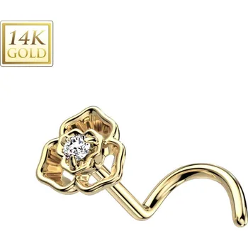 Piercing Šperky4U Zlatý piercing do nosu - kytička, Au 585/1000 - ZL01241-YG