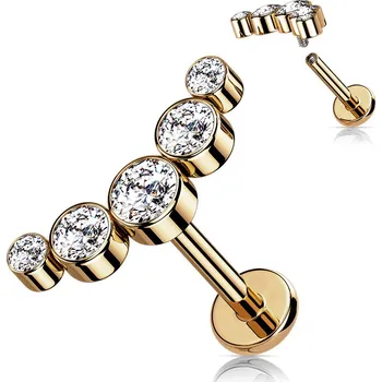 Módní doplněk Šperky4U Zlacený piercing do brady se zirkony - LB1113RD-1206