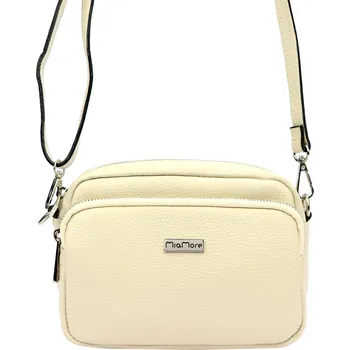 Kabelka Kožená crossbody kabelka MiaMore 01-062 SL krémová