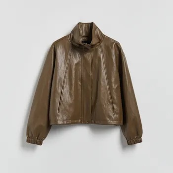 Reserved - Melanžová péřová bunda - zlatavá hnědá - 484IA-82X - 484IA-82X-XXL