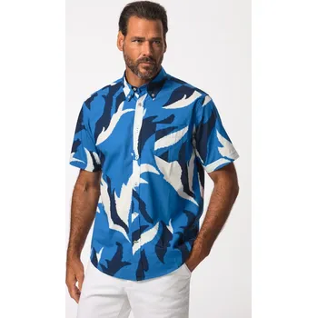 Pánská košile JP1880, Plus size Košile, krátké rukávy, plošný potisk, límeček s knoflíky, Modern střih, do 8XL pro plnoštíhlé nadměrná velikost, 826600765-1456, modrý, 7XL, Plus size oblečení, Oblečení pro vysoké muže, Nadměrné velikosti, Oblečení pro plnoštíhlé.