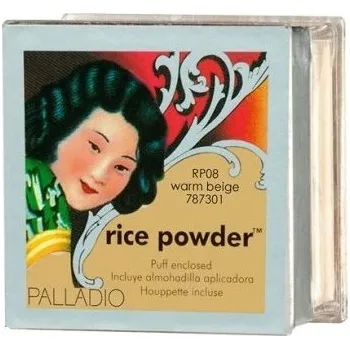 Pudr Palladio Beauty Group Rýžový pudr sypký TEPLÁ BÉŽOVÁ 13,5g - zakrývá nedokonalosti celý den pro středně tmavý až tmavý tón pleti