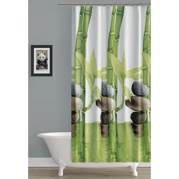 Sprchový závěs wela TEXTILNÍ SPRCHOVÝ ZÁVĚS BAMBUS se závažím obšitý W10056 šířka x výška: za 1 cm šířky (nastavte počet cm) x 200 cm výšky