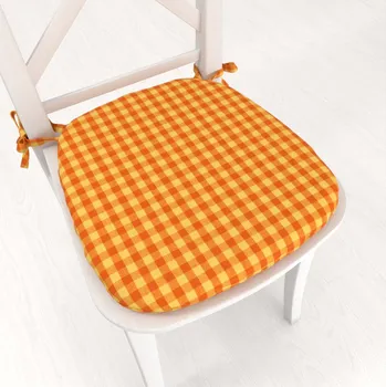 Podsedák Oblý bavlněný podsedák Olivia OL-006 Oranžovo-žlutá kostka malá - 39x37x3 cm