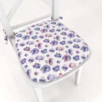 Podsedák Oblý podsedák Porto PRT-024 Modré okvětní lístky na bílém - 39x37x3 cm