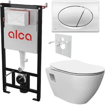 Alcadrain Set modulu do sádrokartonu, EBS WC Urban Rimless, sedátka a tlačítka M71, chrom lesk