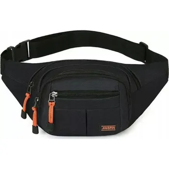 Sportovní ledvinka JING GP01 (Pánská sportovní ledvinka v černém provedení, 4 přihrádky na zip)