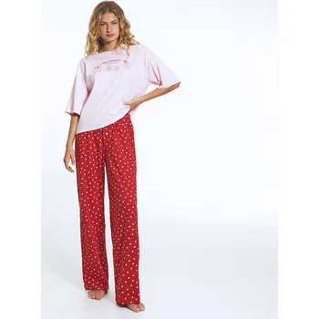 Reserved - Dvoudílná bavlněná pyžamová souprava - červená - 020HQ-33X - 020HQ-33X-XS