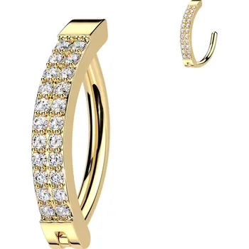 Piercing Šperky4U Zlacený piercing do pupíku se štítem se zirkony - WP0089-GD