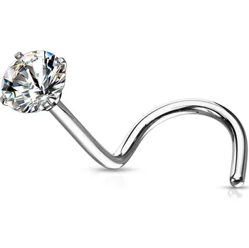 Piercing Šperky4U Zahnutý piercing do nosu - čirý zirkon - N0136C-020