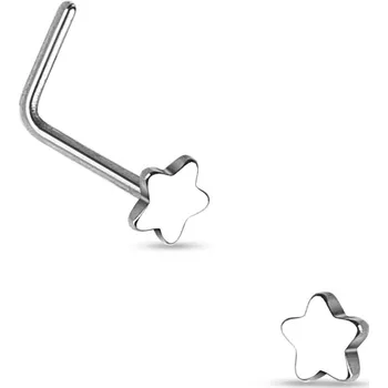 Módní doplněk Šperky4U Zahnutý piercing do nosu - hvězda - N01155-ST