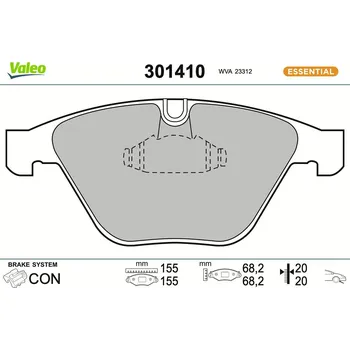Brzdová destička Sada brzdových destiček, kotoučová brzda VALEO 301410