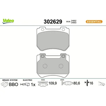 Brzdová destička Sada brzdových destiček, kotoučová brzda VALEO 302629