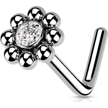 Piercing Šperky4U Zahnutý piercing do nosu - kytička - N0163-ST