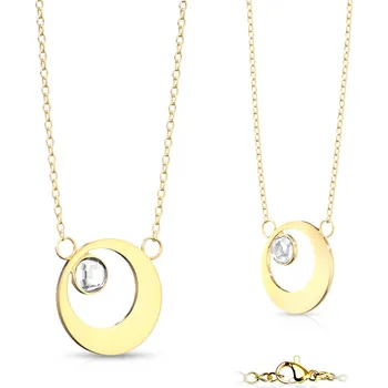Náhrdelník Šperky4U Zlacený ocelový náhrdelník kroužek se zirkonem - OPD0181-GD