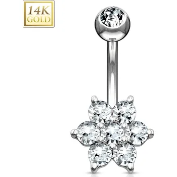 Piercing Šperky4U Zlatý piercing do pupíku - kytička, Au 585/1000 - ZL01043-WG