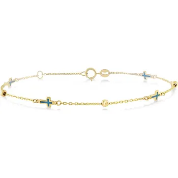 Náramek Lillian Vassago Zlatý náramek zdobený křížky s modrým smaltem LLV06-GB114
