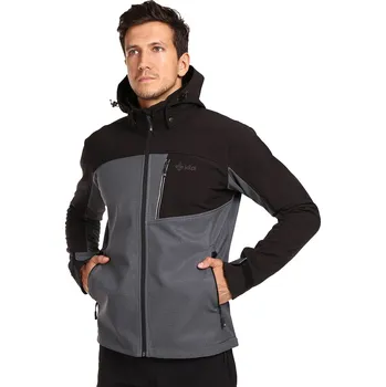 Pánská softshellová bunda KILPI RAVIO-M šedá pánská outdoor bunda 10 000 mm s membránou Siberium L