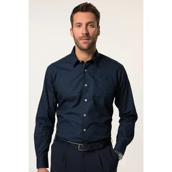 Pánská košile JP1880, Plus size Košile JP1880, kolekce Business, dlouhé rukávy, nežehlivá, drobný vzor, Kent límeček, Comfort střih, do 8XL pro plnoštíhlé nadměrná velikost, 835535130-1453, modrý, 4XL, Plus size oblečení, Oblečení pro vysoké muže, Nadměrné velikosti, O