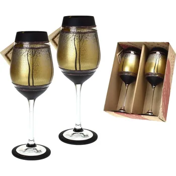 Sklenice Studio Miracle Sklenice na víno 2ks. přátelská souprava - zlaté, 250ml, ruční dekorace