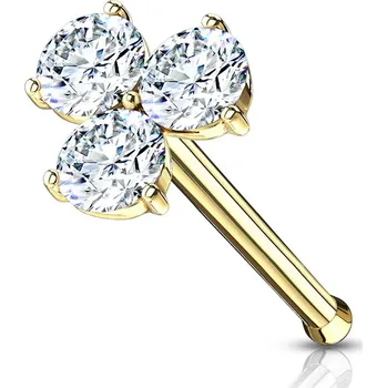 Piercing Šperky4U Zlacený piercing do nosu kytička, čiré zikony - N0123-GDC