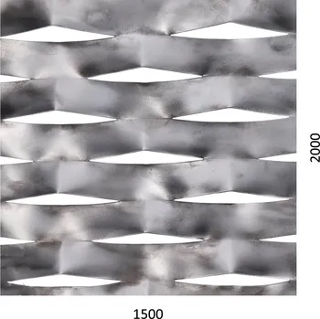 Plech tahokov kosočtvercová oka 114 x 53 mm, můstek 24 mm, Fe - 1500 x 2000 x 1,5 mm, bez povrchové úpravy