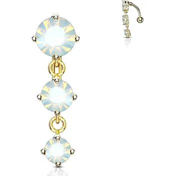 Piercing Šperky4U Obrácený zlacený piercing do pupíku s opality - WP0008-GDOP