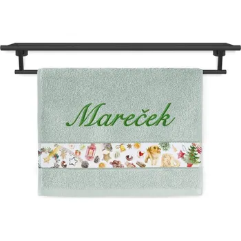 Ručník Malý ručník se jménem NA PŘÁNÍ 30x50 Tradice českých vánoc zelenošedý