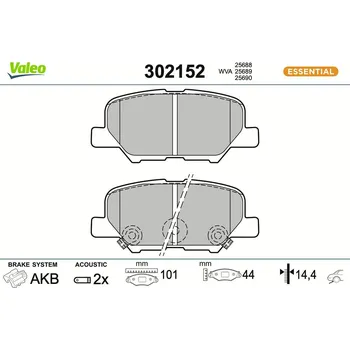 Brzdová destička Sada brzdových destiček, kotoučová brzda VALEO 302152