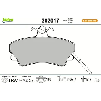 Brzdová destička Sada brzdových destiček, kotoučová brzda VALEO 302017