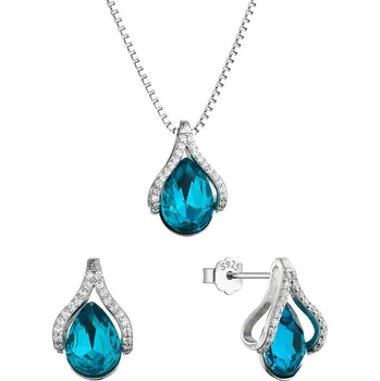 Náušnice Sada šperků se zirkony modré kapičky 19037.3