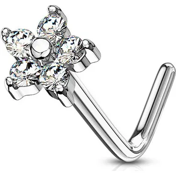 Piercing Šperky4U Zahnutý piercing do nosu - kytička - N0083-C