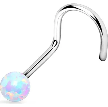 Piercing Šperky4U Zahnutý piercing do nosu opál - N01012-LB