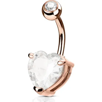 Piercing Šperky4U Zlacený piercing do pupíku srdce, čirý kámen 10 mm - WP01043-RDC
