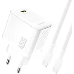 Dudao A28C nabíječka do sítě GaN / USB-C PD / 45W + kabel USB-C / bílá