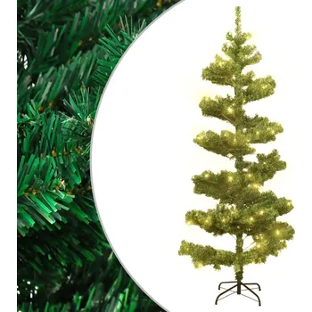 Vánoční stromek vidaXL Spirálový vánoční stromek s LED a stojanem zelený 180 cm PVC