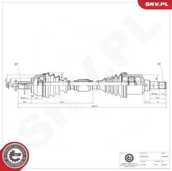 Poloosa kola Hnací hřídel - poloosa ESEN SKV 40SKV209