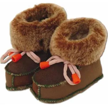 Kojenecké oblečení Ovčíno dětské kožené botičky capáčky POUZE S - délka chodidla do 9 cm (červeno-žlutá) (VÝPRODEJ)