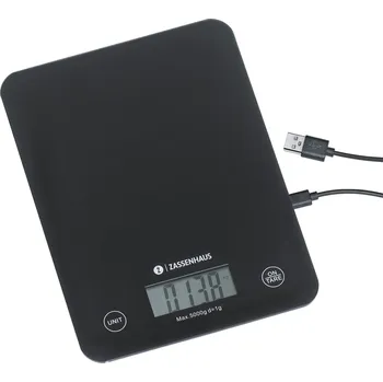 Kuchyňská váha Zassenhaus BALANCE Digitální kuchyňská váha do 5 kg černá USB