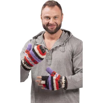 Rukavice Vlněné převlékací rukavice / červeno-fialové