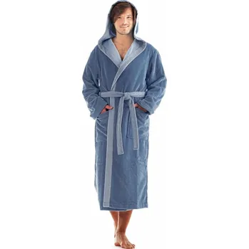 Dámský župan Unisex dlouhý savý župan s kapucí TAMPA duo denim - XXL