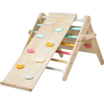 Hra na zahradu eliNeli Montessori rostoucí Piklerové trojúhelník 59 cm 3v1 s activity boardem a prknem 2v1 - fresh - 2. jakost