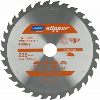 Brusný kotouč Norton KRUHOVÁ PILA NORTON 225 mm x 30 mm x 32 oz DŘEVO A KOMPOZITY ATB (2,6 / 1,6)