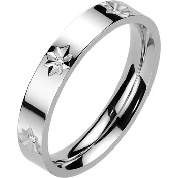 Módní doplněk Šperky4U Ocelový prsten se zirkony - velikost 57 - OPR1964-57