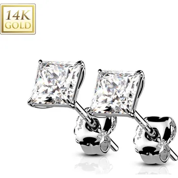 Šperk Šperky4U Zlaté 14ti karátové náušnice s čirými zirkony - ZL-1001-05W