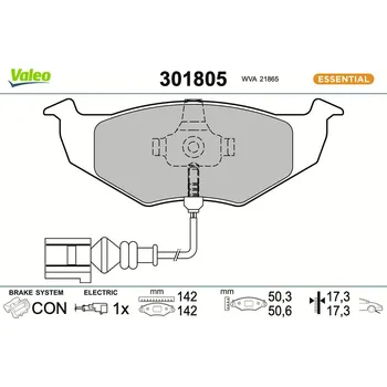 Brzdová destička Sada brzdových destiček, kotoučová brzda VALEO 301805