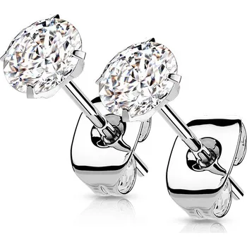 Náušnice Šperky4U Titanové náušnice s kulatým zirkonem - KM2019-04