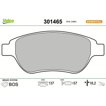 Brzdová destička Sada brzdových destiček, kotoučová brzda VALEO 301465