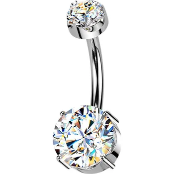 Piercing Šperky4U Luxusní piercing do pupíku s Moissanity 2.50ct, TITAN - TM001